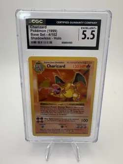 CGC 5.5 Charizard 1999 Base Set 4/102 Shadowless Holo Pokemon Card - Image 1