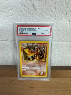 2000 POKEMON TCG GYM CHALLENGE HOLO #2 BLAINE'S CHARIZARD PSA 9 MINT - Image 1