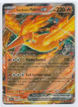 TEAM ROCKET'S MOLTRES EX 031/182 Pokemon TCG Double Rare Destined Rivals NM - Image 1