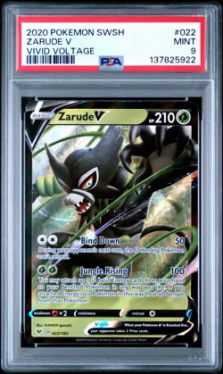 2020 POKEMON SWORD & SHIELD VIVID VOLTAGE #022 ZARUDE V PSA 9 - Image 1