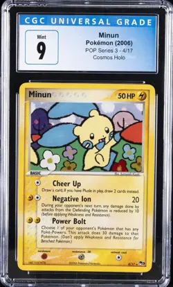 2006 POKEMON POP SER 3 COSMOS HOLO #4 MINUN CGC 9 - Image 1