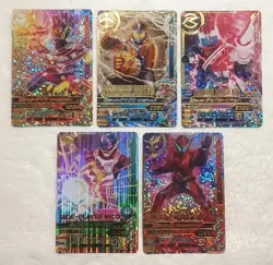 Lot of 5 Japanese Kamen Rider Battle: Ganbarizing Super Rare Card Set - Image 1