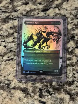 MTG Tyrranax Rex - Foil - Borderless Showcase, English Phyrexia - Image 1