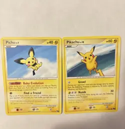 Pokemon TCG Pichu 11/17 and Pikachu 12/17 Sequential Pop Series 9 Near Mint - Image 1