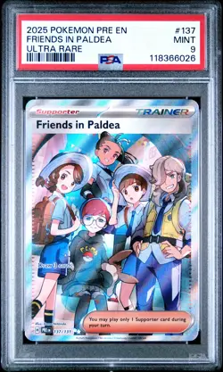 2025 Pokemon Pre En-Prismatic Evolutions #137 Friends In Paldea Ultra Rare PSA 9 - Image 1