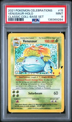 2021 Pokemon Celebrations Venusaur Holo PSA 9 Classic Collection #15 15/102 Mint - Image 1