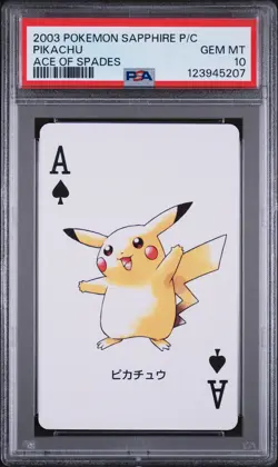 2003 POKEMON SAPPHIRE VERSION PLAYING CARDS ACE OF SPADES PIKACHU PSA 10 - Image 1