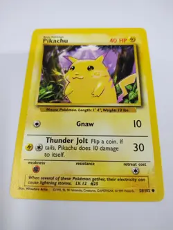 MINT Pikachu Pokemon Card Base Set 58/102 Yellow Cheeks 1999 Vintage Invest - Image 1