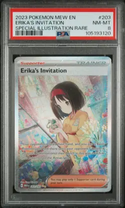 Erika's Invitation Pokemon 151 Card 203/165 Special Illustration Rare - PSA 8 - Image 1