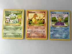 Pokemon TCG Base Set 1999 Shadowless Starters Bulbasaur Charmander Squirtle LP - Image 1