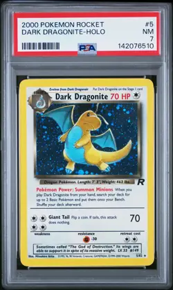 2000 POKEMON ROCKET #5 DARK DRAGONITE-HOLO PSA 7 - Image 1