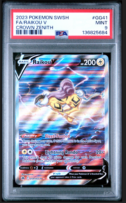 2023 POKEMON SWORD & SHIELD CROWN ZENITH #GG41 FULL ART/RAIKOU V PSA 9 - Image 1