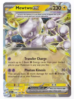 Pokemon Mewtwo ex Paradox Rift 058/182 Double Rare Holo - NM - Image 1