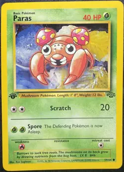 Pokemon TCG Paras 59/64 Jungle Set First Edition Common Vintage - Image 1