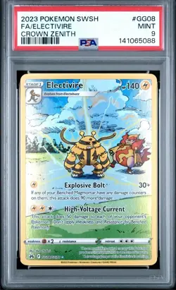 2023 Pokemon Crown Zenith FA/Electivire GG08/GG70 IR TCG Holo PSA 9 - Image 1