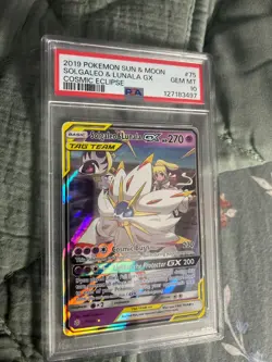 Pokemon TCG Solgaleo & Lunala GX 75/236 Sun & Moon Cosmic Eclipse PSA 10 - Image 1