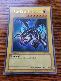 PL Yugioh Red-Eyes Black Dragon SDJ-001 1st Edition Holo Rare Yu-Gi-Oh! - Image 1