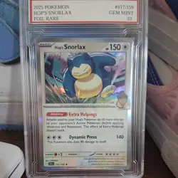 HOP'S SNORLAX #117/159 RARE FOIL Pokemon 2025 Card GRADED 10 MINT TCG CCG - Image 1