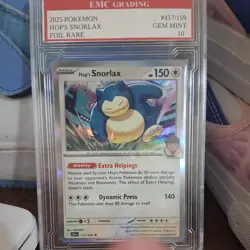 HOP'S SNORLAX #117/159 RARE FOIL Pokemon 2025 Card GRADED 10 MINT TCG CCG - Image 2