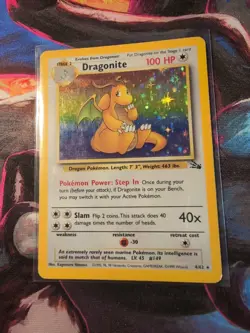 1999 Dragonite Holo Rare English MP Pokemon TCG Card 4/62 Fossil Vintage - Image 1