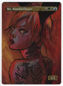 Ms. Bumbleflower Altered Art Mtg Hand Painted Card Commander - Image 1