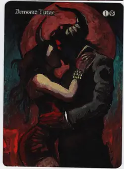 Demonic Tutor Altered Art Mtg Hand Painted Card Commander - Image 1