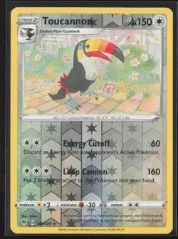 Toucannon Rare SWSH04: Vivid Voltage 145/185 NM Pokemon Card Reverse Holo - Image 1