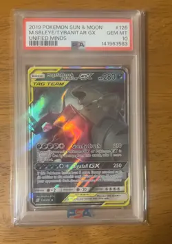 2019 Pokemon Mega Sableye & Tyranitar GX #126 PSA 10 GEM MINT Unified Minds - Image 1