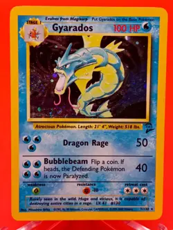 Gyarados Holo Swirl! 7/130 Base Set 2 MP WotC Pokemon TCG - Image 1