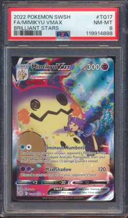 2022 POKEMON BRILLIANT STARS MIMIKYU VMAX FULL ART #TG17 PSA 8! - Image 1