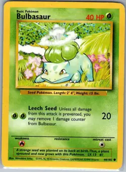 Bulbasaur 44/102 Non Holo Base Set - Pokemon Card - NM - Image 1