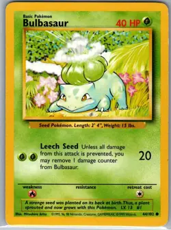 Bulbasaur 44/102 Non Holo Base Set - Pokemon Card - LP - Image 1