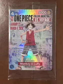 One Piece Monkey D. Luffy US Voyage College Basketball Promo Card - Sealed - New - Image 1