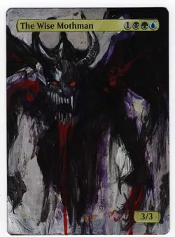The Wise Mothman Altered Art Mtg Hand Painted Card Commander - Image 1