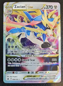 Zacian VSTAR 096/159 Pokemon Crown Zenith Sword & Shield Ultra Rare Card NM - Image 1