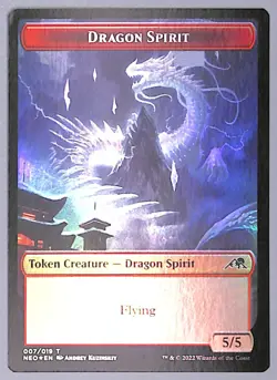 Spirit // Dragon Spirit - Foil - Double-sided Token - Kamigawa: (NEO) MTG - Image 1