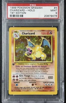 Pokemon Charizard 1st Edition Holo Rare Spanish PSA 9 Base Set 4/102 Wizards - Image 1