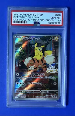 2023 Pokemon SV-P JP Detective Pikachu Det Pikachu Rtrns Pre-Order #098 PSA 10 - Image 1