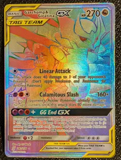 Pokemon TCG Garchomp & Giratina GX 247/236 Unified Minds Rainbow Secret Rare - Image 1