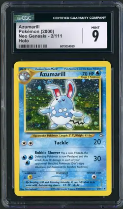 2000 Pokemon Neo Genesis Azumarill Holo Rare #2 CGC 9 - Image 1