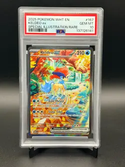 KELDEO EX ~ 2025 White Flare EN 167/086 ~ Special Illustration Rare PSA 10 - Image 1