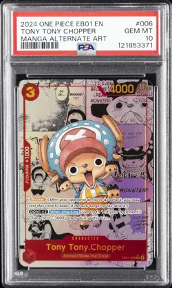 2024 ONE PIECE EB01-EXTRA BOOSTER -MEMORIAL COLL- #006 TONY TONY CHOPPER PSA 10 - Image 1
