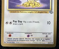 Meowth Gold Border Jungle 1999 Pokemon Card Fruit Roll-Ups Promo 56/64 - LP - Image 4