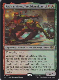 Foil Raph & Mikey, Troublemakers R Teenage Mutant Ninja Turtles 167 NM - Image 1