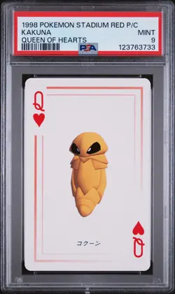 1998 POKEMON STADIUM RED VERSION PLAYING CARDS QUEEN OF HEARTS KAKUNA PSA 9 - Image 1