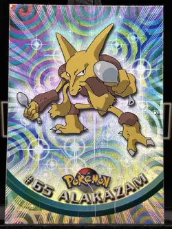 1999 - Blue Topps - Pokemon Series 1 TV Animation - Alakazam #65 Rainbow Foil MP - Image 3