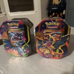 Mega Charizard X and Y Tins Sealed 2026 Set of 2 Pokemon TCG Phantasmal Flames - Image 1
