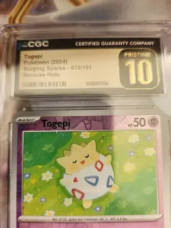 Pokemon - Togepi - Surging Sparks Reverse Holo - #070 - CGC PRISITINE 10 - Image 2