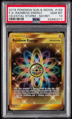 2018 POKEMON SUN & MOON CELESTIAL STORM SECRET FULL ART/RAINBOW ENERGY PSA 10 - Image 1
