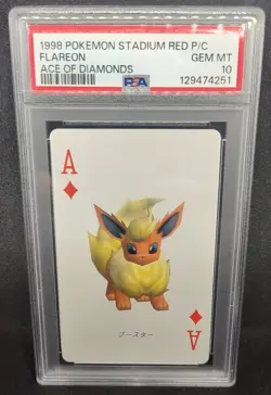 1998 Pokemon Stadium Red Flareon Ace of Diamonds PSA 10 - Image 1